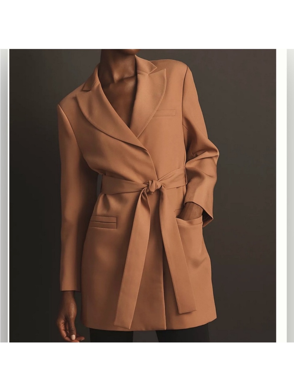 Anthropologie Camel Tie-Waist Blazer